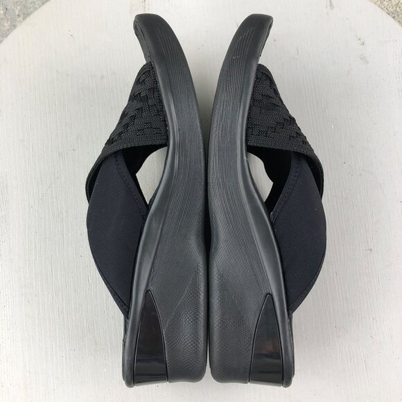 BZees Women's Size 8.5M Sundance Black Fabric Open Toe Slip On Wedge Sandals - Picture 8 of 14